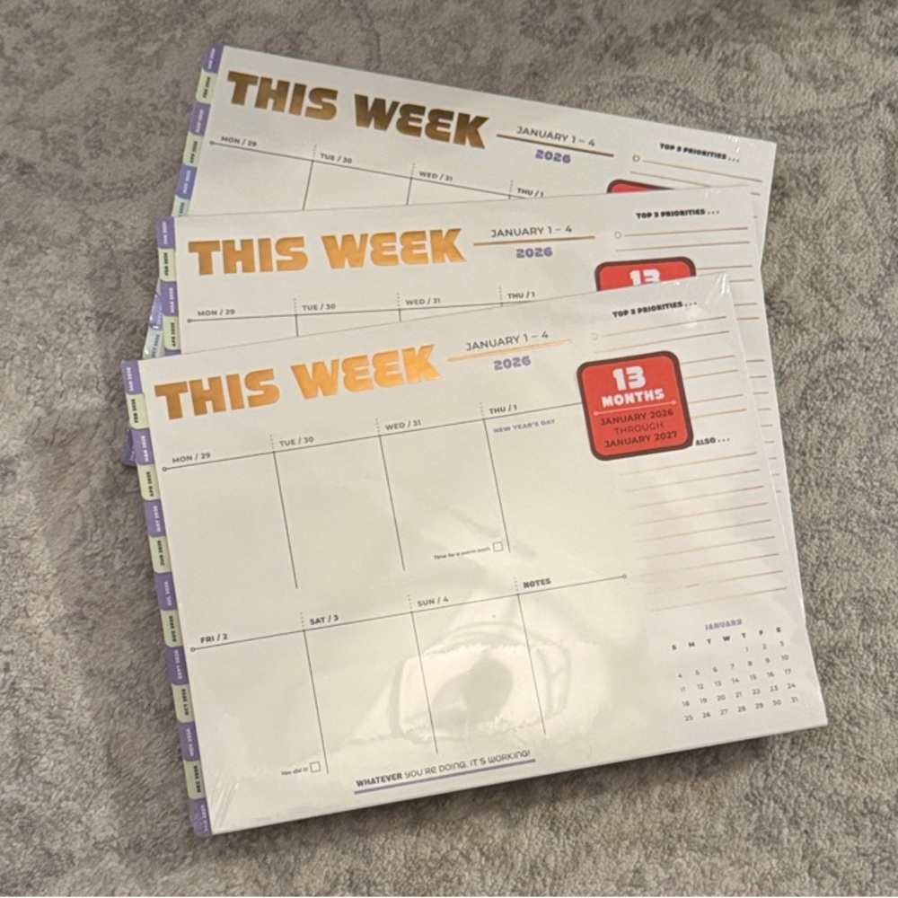 Target Amazon Knock Knock 2026-2027 Desktop Calendar Organizer 3 for $25 bundle